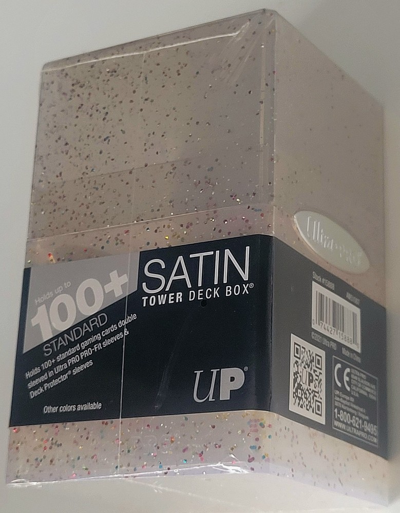 Ultra PRO Glitter Clear Satin Tower Deck Box Card Dice Compartment Storage Case
