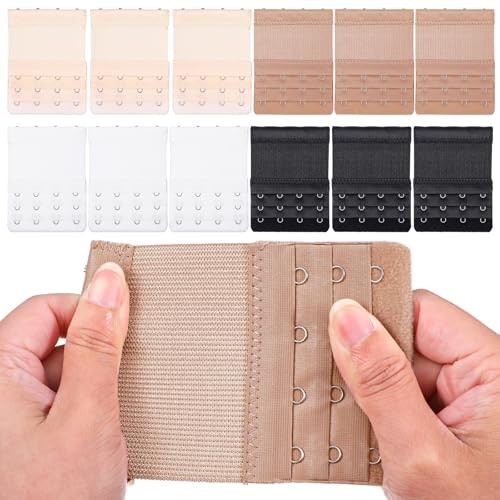 12PCS Bra Extender 4 Hooks, Elastic Bra Strap Extender, 4 Hooks Plus Size Bra