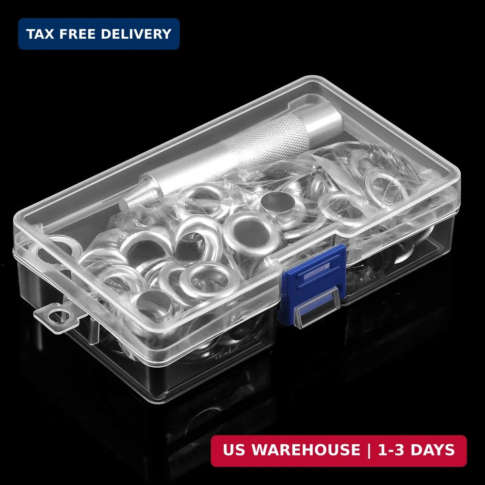Grommet Tool Kit, Grommet Setting Tool and 100 Sets Eyelets with Storage Box, 1/