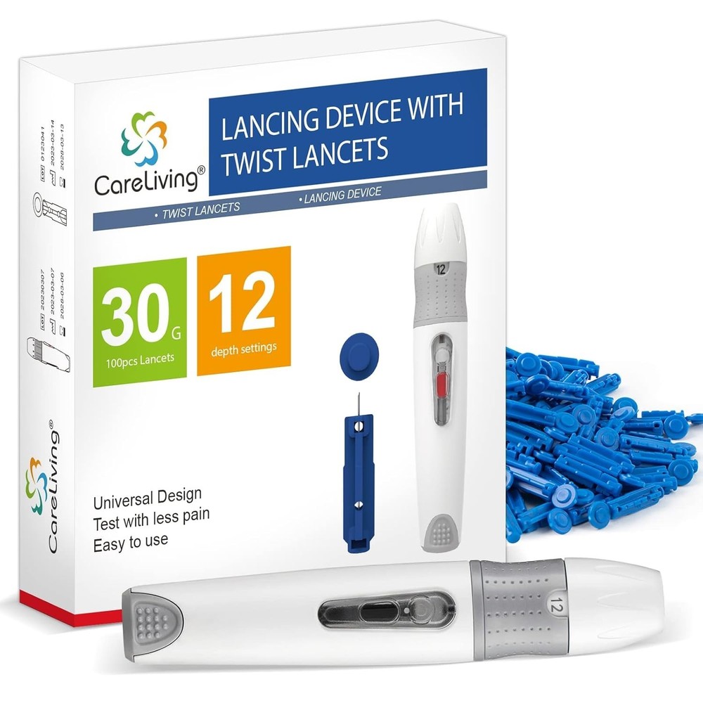 30G Lancets & Efficient Lancing Device - Safe, Quick & Easy Diabetes Testing