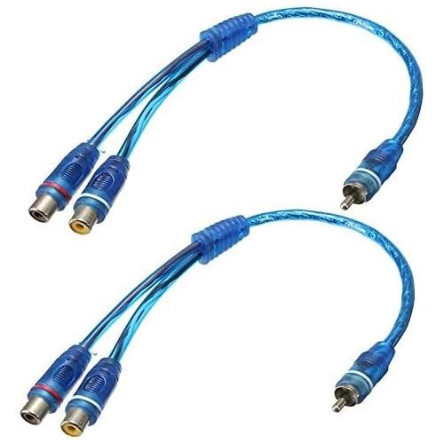 8 Absolute ABC-2F1M BLUE Y-Adapter 2F-1M RCA Interconnect Audio Cable