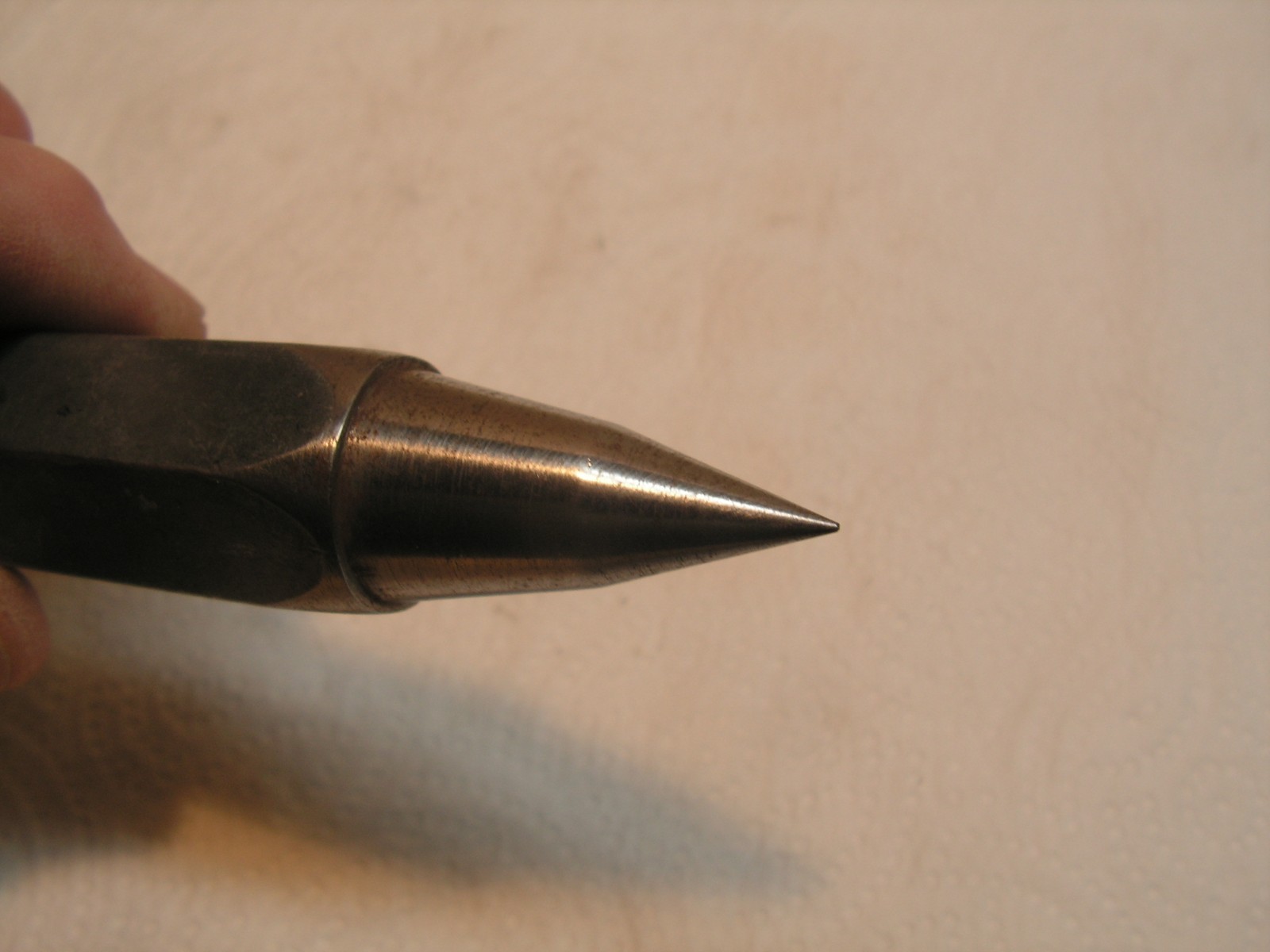 Vintage 12oz Plumb Bob With Nylon Cord 12'+ Hex Body, Nice Sharp Point