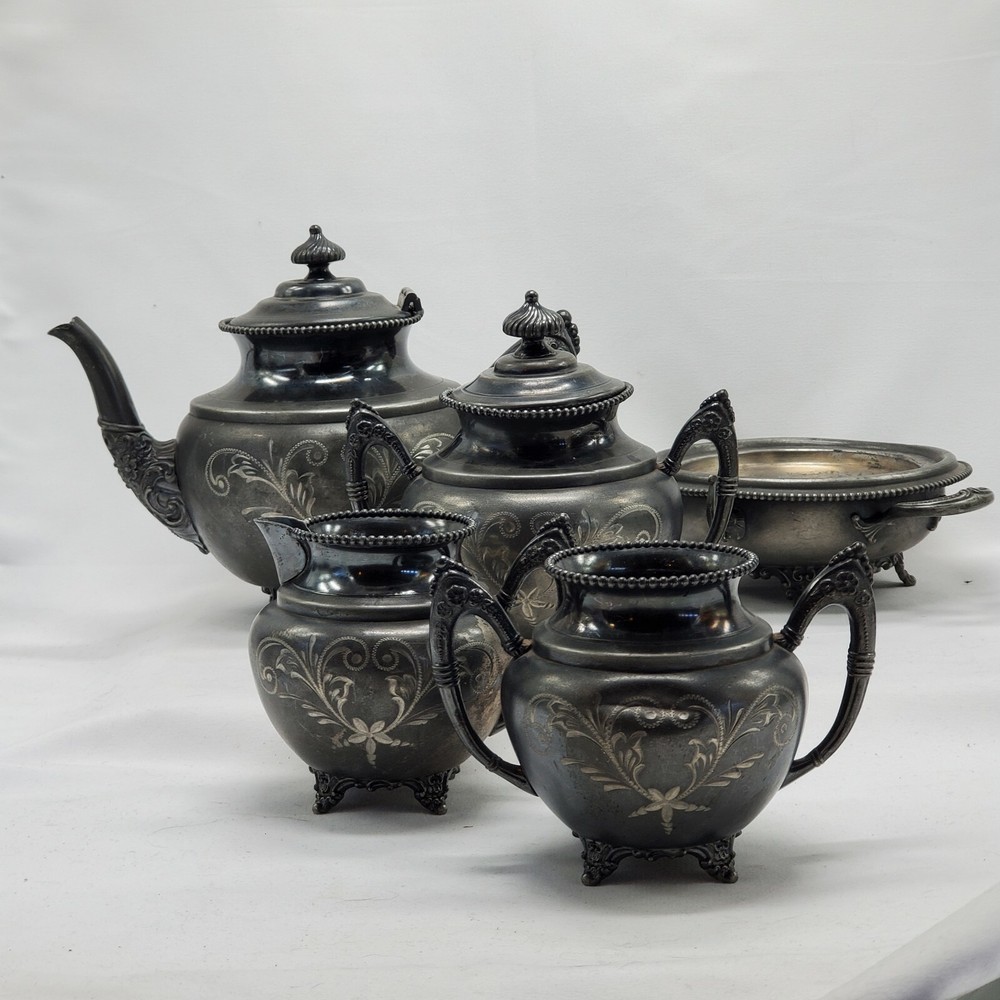 Antique Empire Mfg. Co. Quadruple Plated Teapot TEA SET