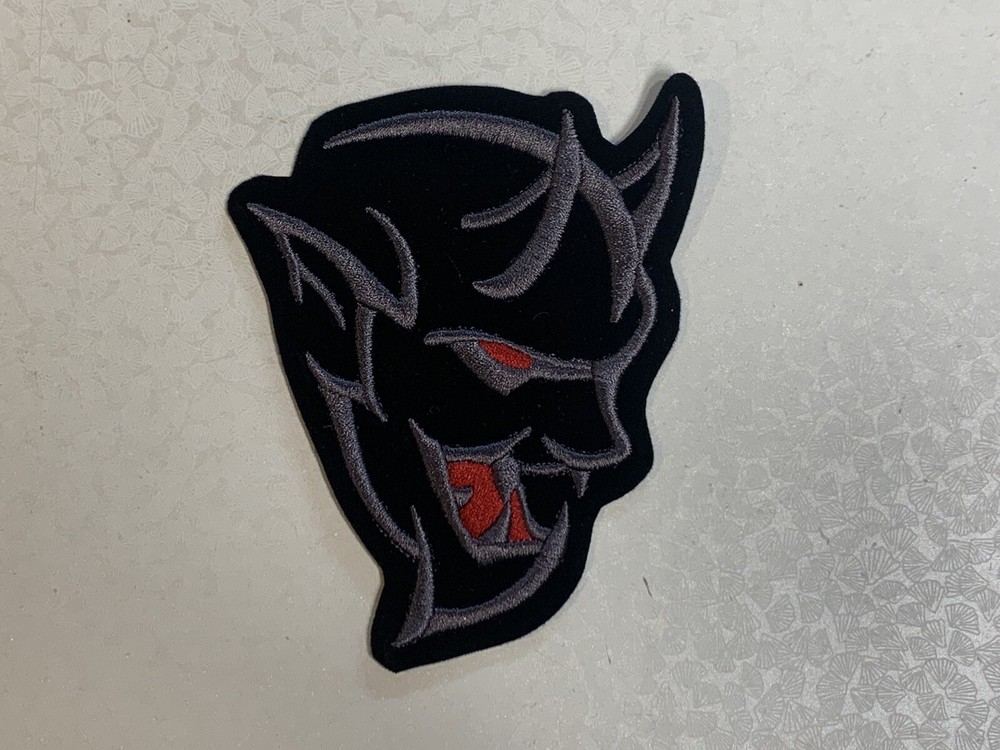 CUSTOM MADE Embroidered Demon Patch- Gray Devil