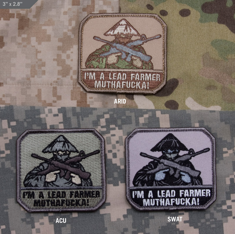 NYLON Morale Patch - Milspec Monkey MSM - LEAD FARMER MF - ARID Multicam - NEW