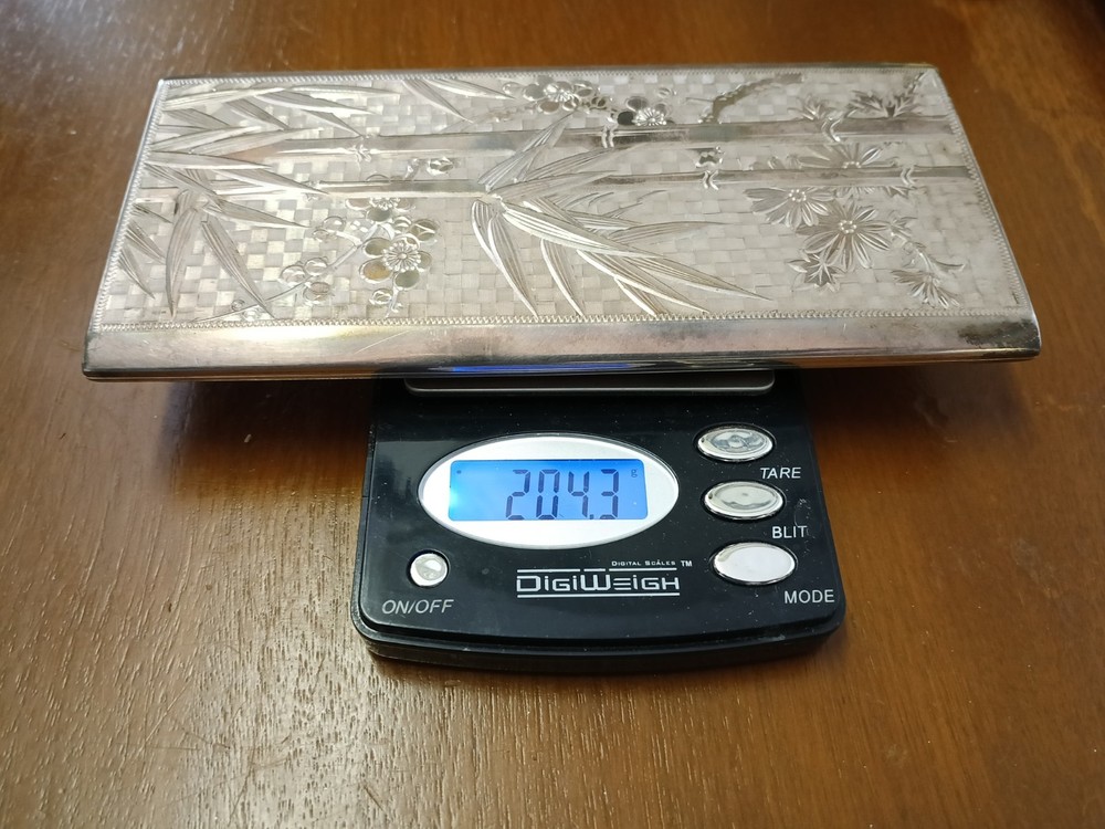 Stunning Large 950 Fine Silver Japanese Cigarette Case