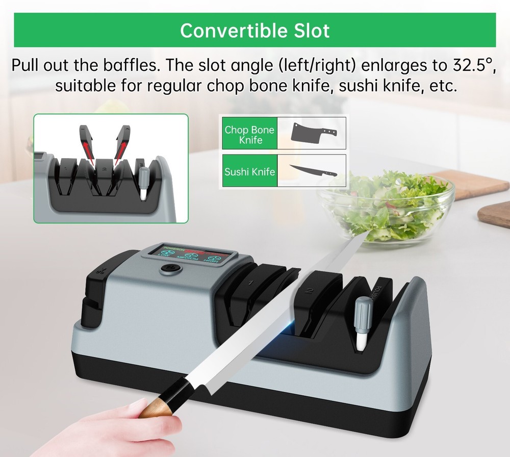 5-IN-1 Electric Knife Sharpener-3 Rotational Speed Adjustable Knife Sharpener