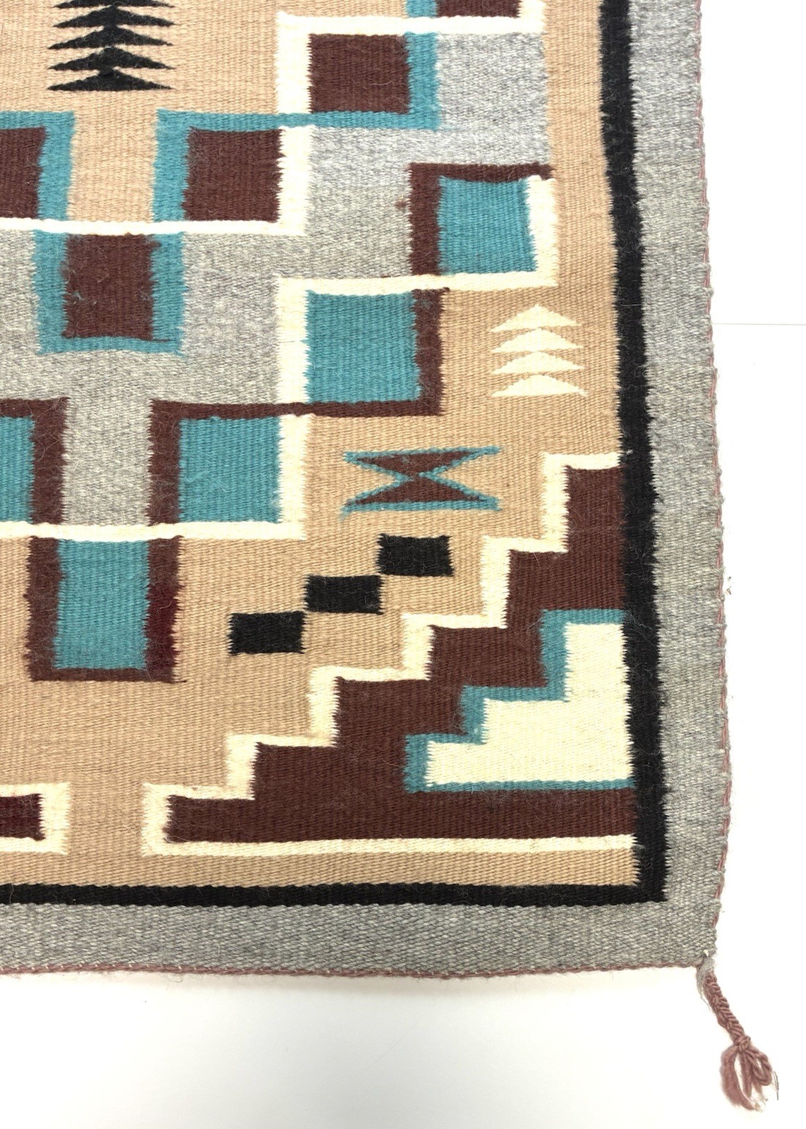 ‼️ANTIQUE NAVAJO Weaving Rug AUTHENTIC NATIVE AMERICAN w/ Hanger EXCELLENT 38x23