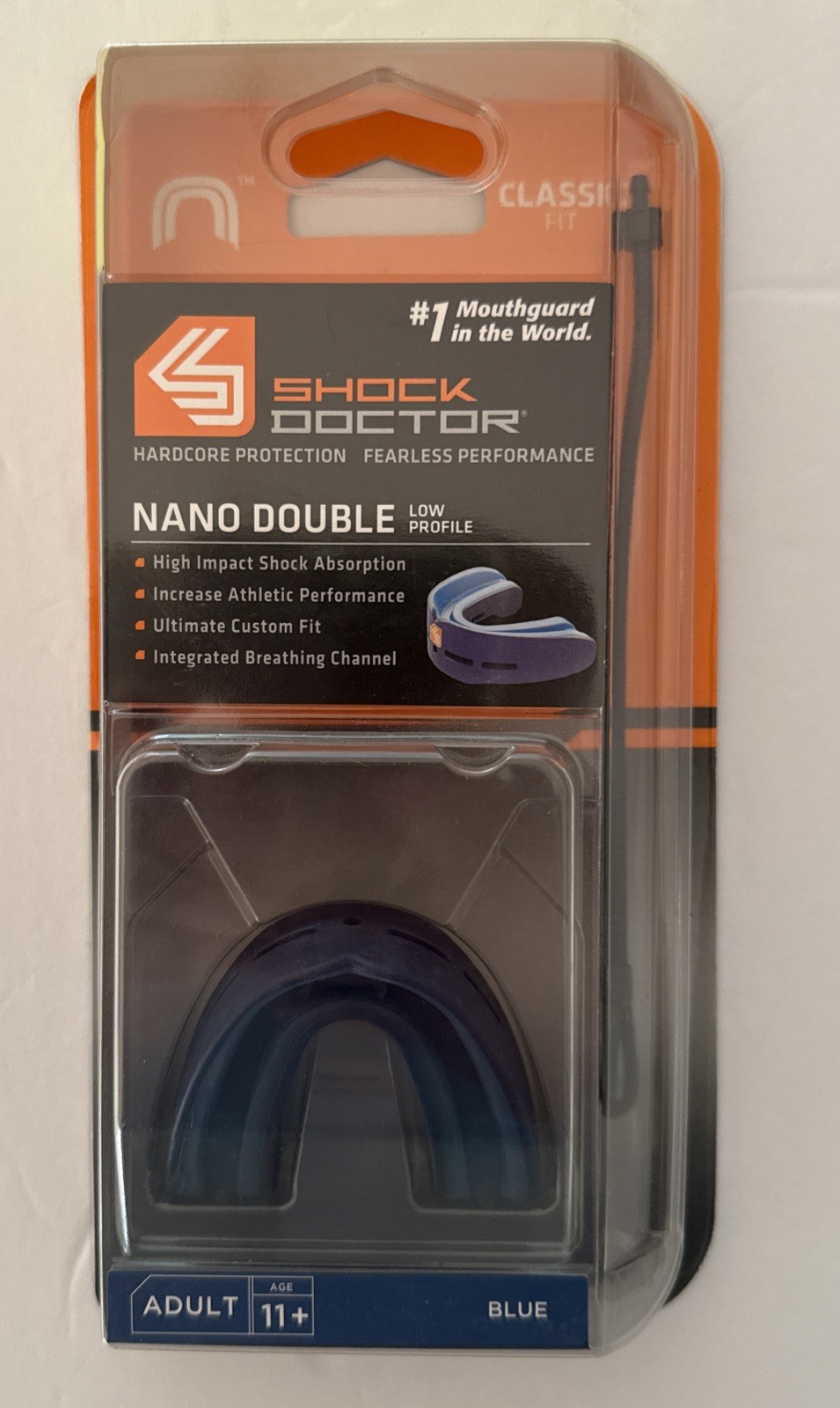 NEW Shock Doctor Nano Double Low Profile Mouthguard - Adult - Blue