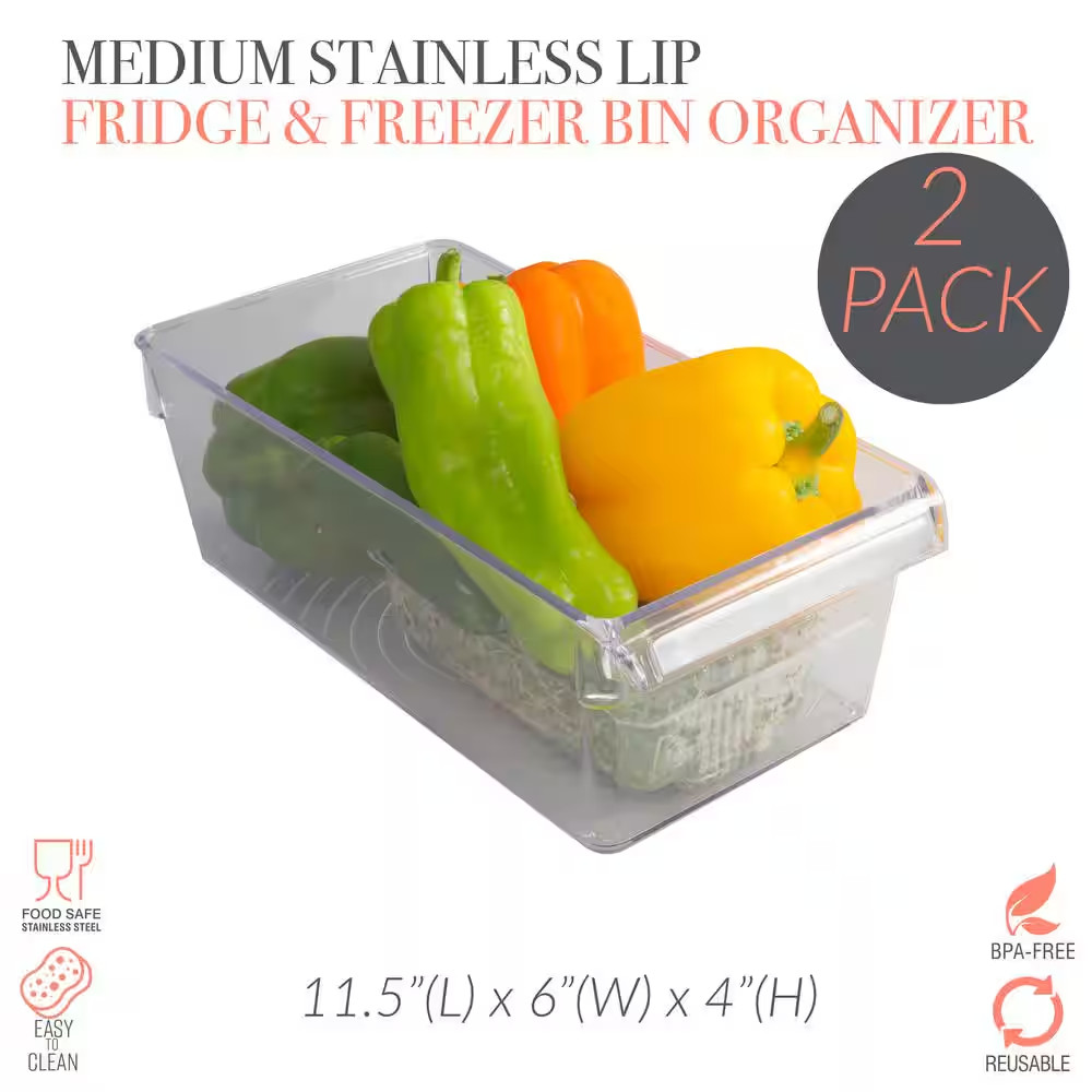 2 Pack Medium Refrigerator Storage Bins