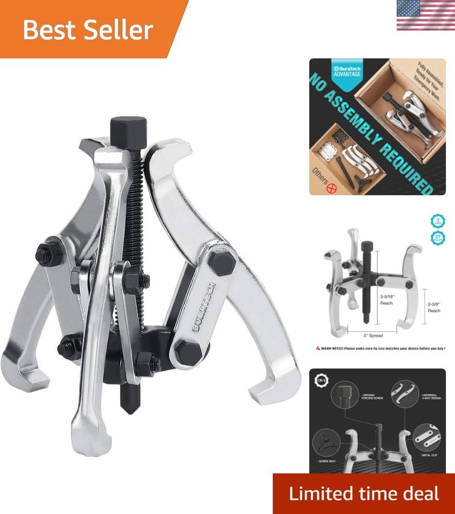 Compact 3-Inch Gear Puller with Chrome-Plated Jaws for Corrosion Protection