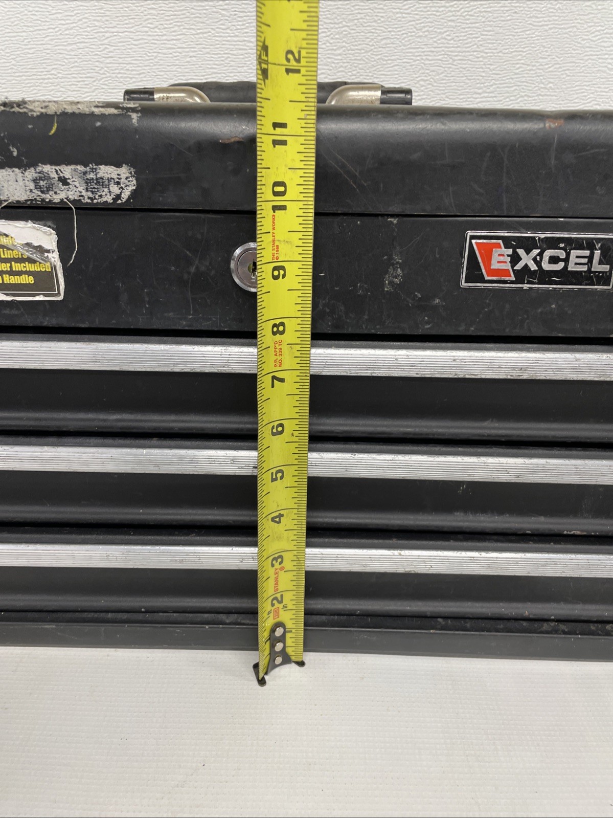 VINTAGE EXCEL 20" STEEL TOOL BOX w/TRAY 3 Drawer Structurally In Good Condition