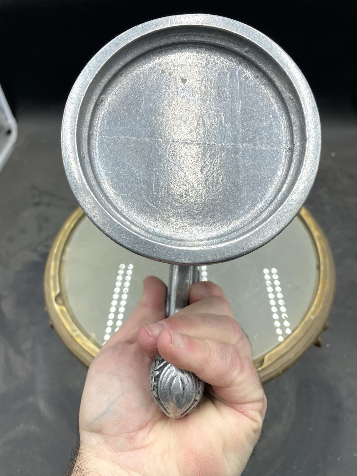 Vintage Beer Mug Tankard Stein Wilton Pewter Flintlock Pistol Gun Handle 7”x 5”