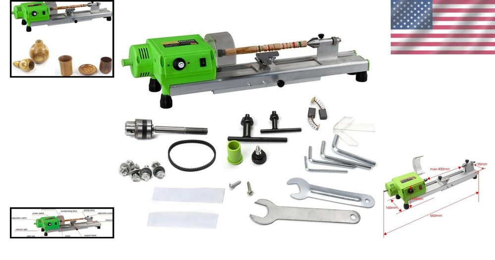 Compact Mini Wood Lathe with Variable Speed Control - Perfect for DIY Crafts