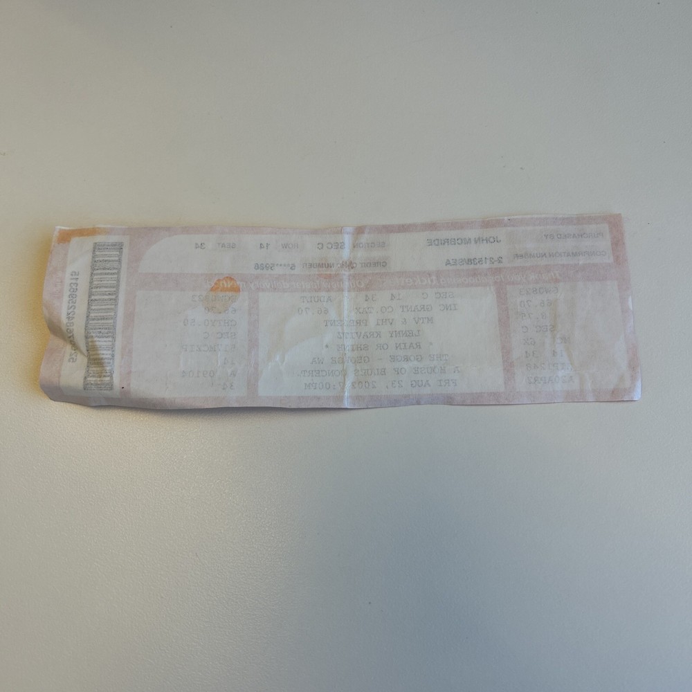 Lenny Kravitz 8/23/2002 Ticket Stub The Gorge George WA