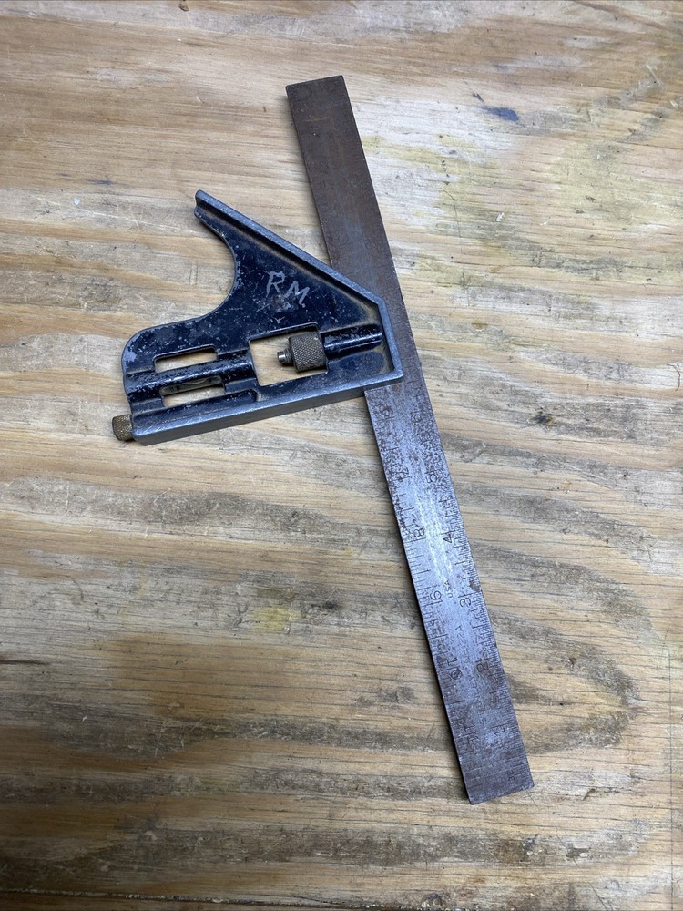 Vintage Stanley 122A Combination Square w/ Bubble Level