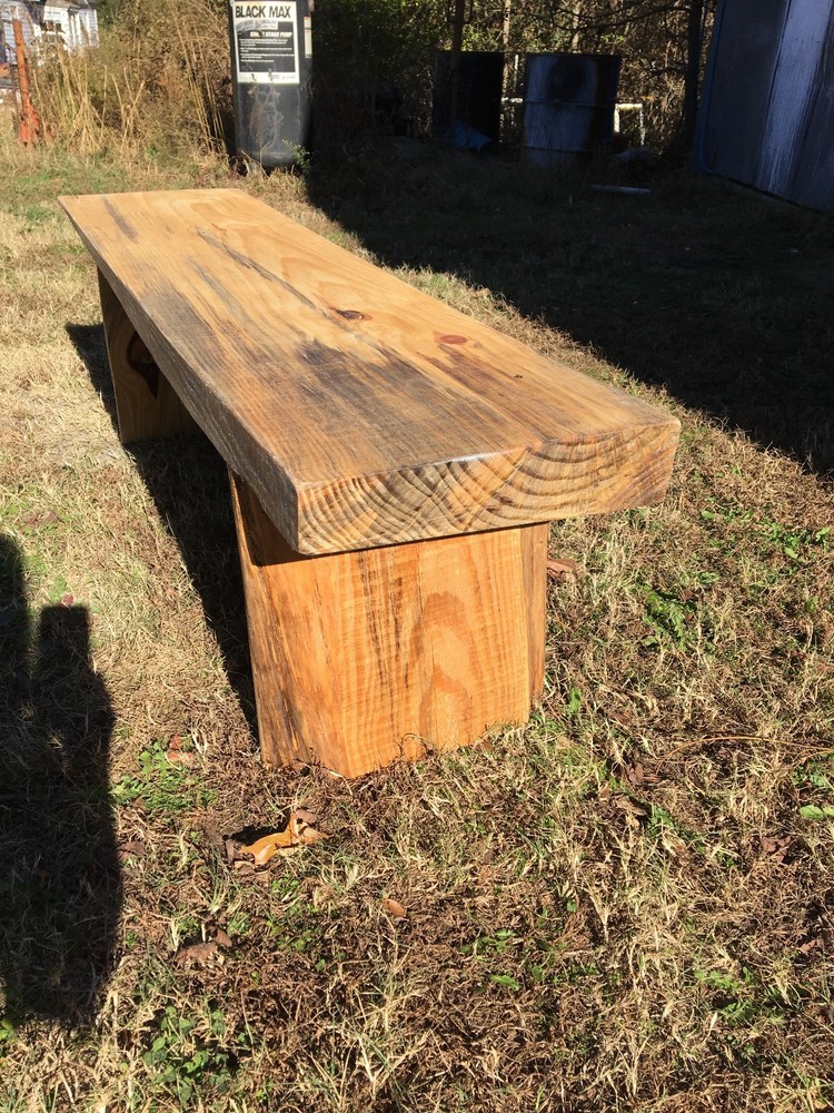 Handmade Pine bench without back. Weatherproofed 5 foot long.