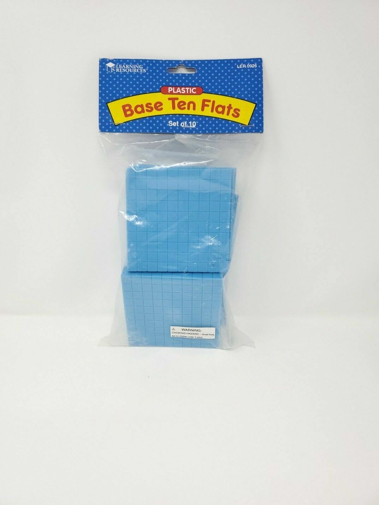 LEARNING RESOURCES BASE TEN FLATS PLASTIC BLUE 10/PK