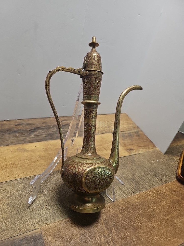 Vintage Middle Eastern Brass Tea Pot Pitcher