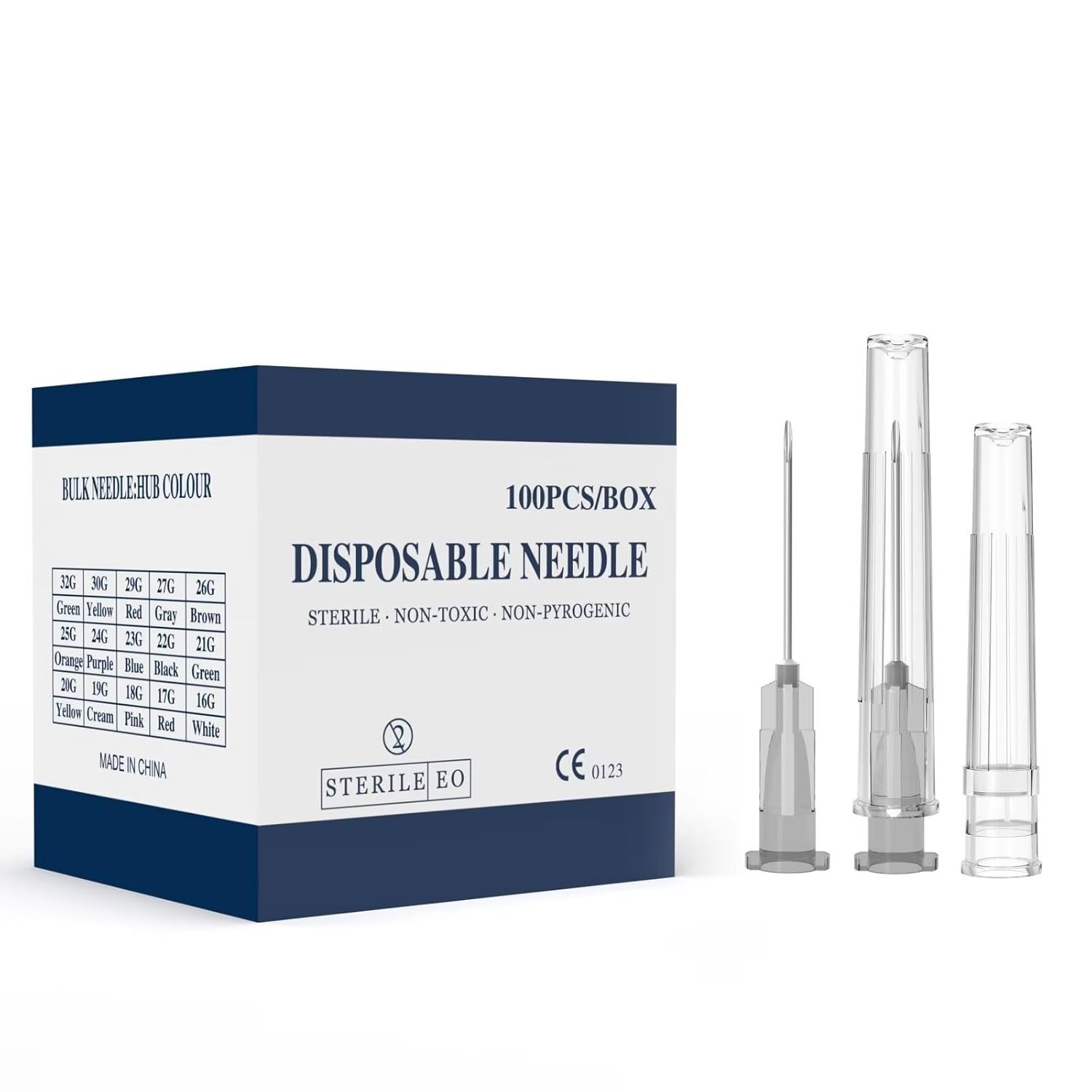 27 Gauge 0.5 Inch Needle, Individually Wrapped, 100 PCS Luer Lock 27Ga/0.5in