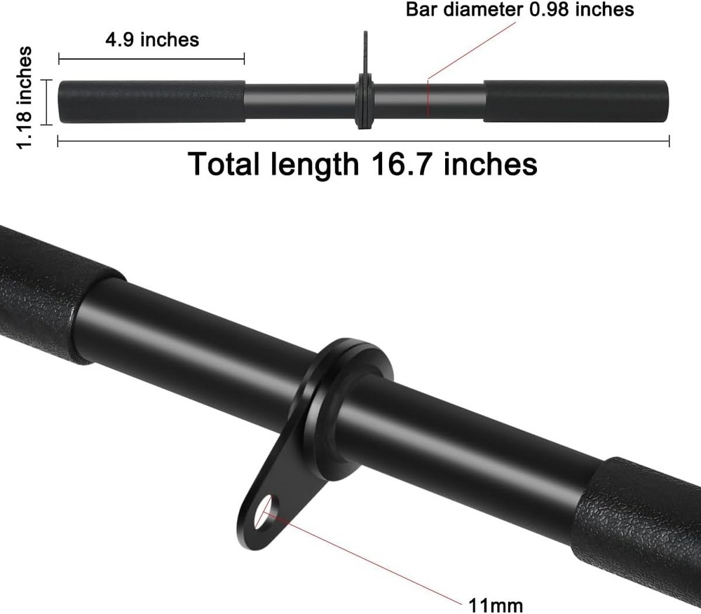 Pulldown Straight Bar Rotating Steel with Rubber Grips LAT Pull Down Handle