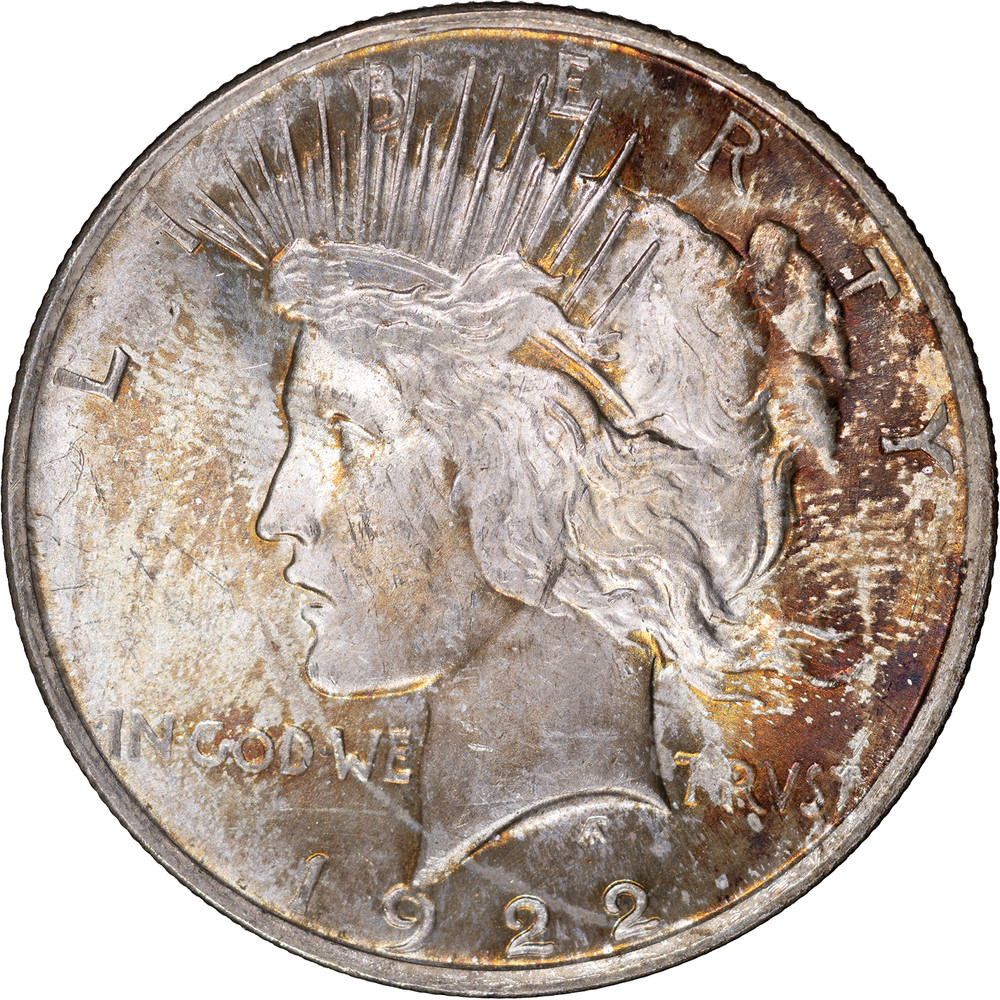 1922 $1 Peace Silver Dollar ~ Uncirculated - Toned