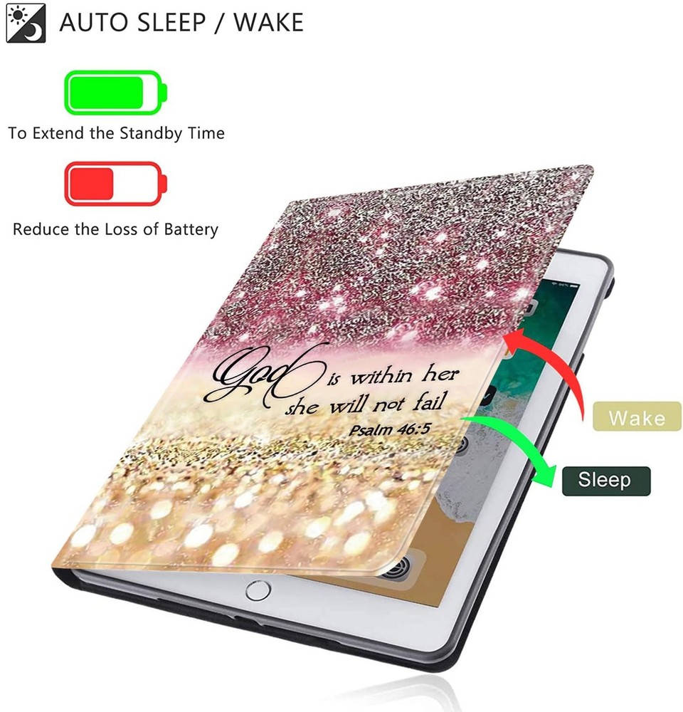 Compatible for iPad 9th 8th 7th Generation Case,Adjustable Stand with Auto Wa...