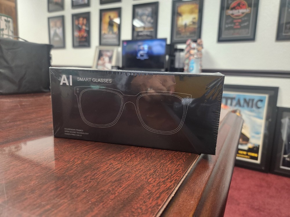 AI Smart Glasses Bluetooth USB Connectivity with Accessories and Charging Cable