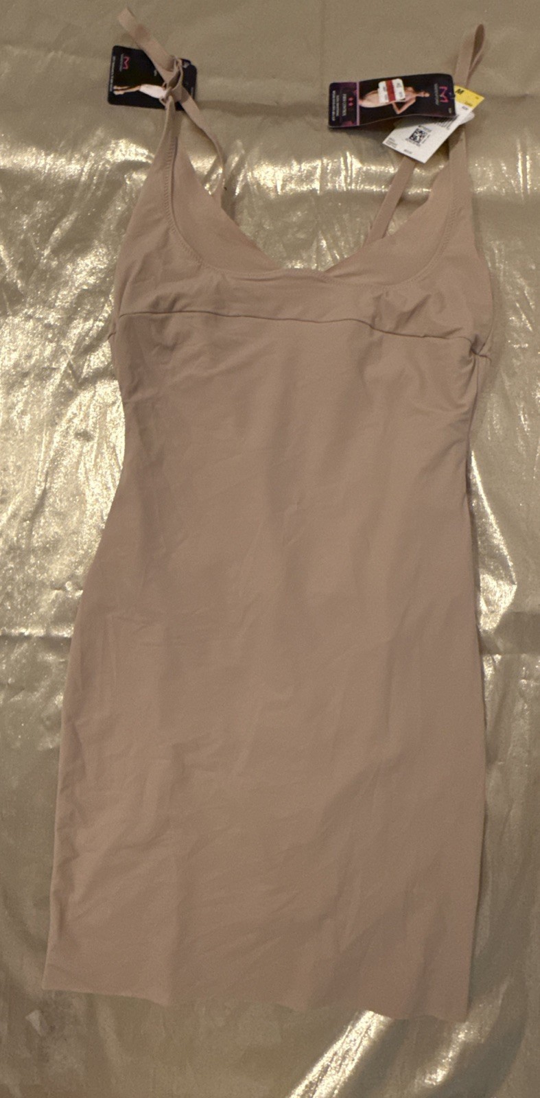 NWT Madenform Wear Your Own Bra Slip Built in Panty Firm Control Beige Size M