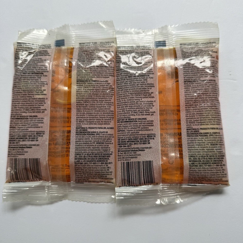 (2) 3M Scotch-Brite 700 Quick Clean Griddle Liquid 3.2oz Packets NEW