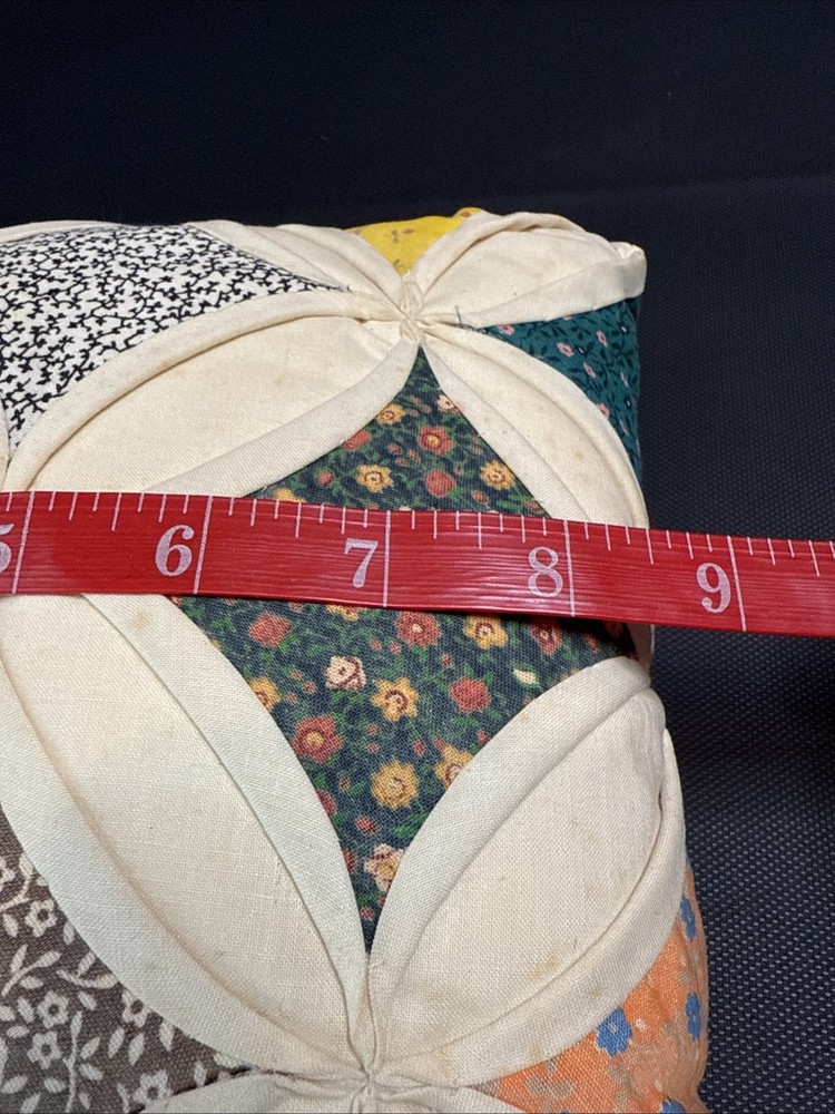 Handmade Cathedral Window Throw Pillow Quilt Patchwork & Embroidered Pillow Cove