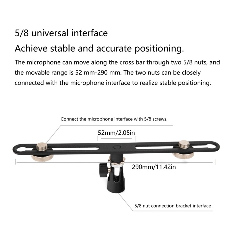 Extension Brackets Double Head Microphone Stand Adjustable Rods Stereo Holder