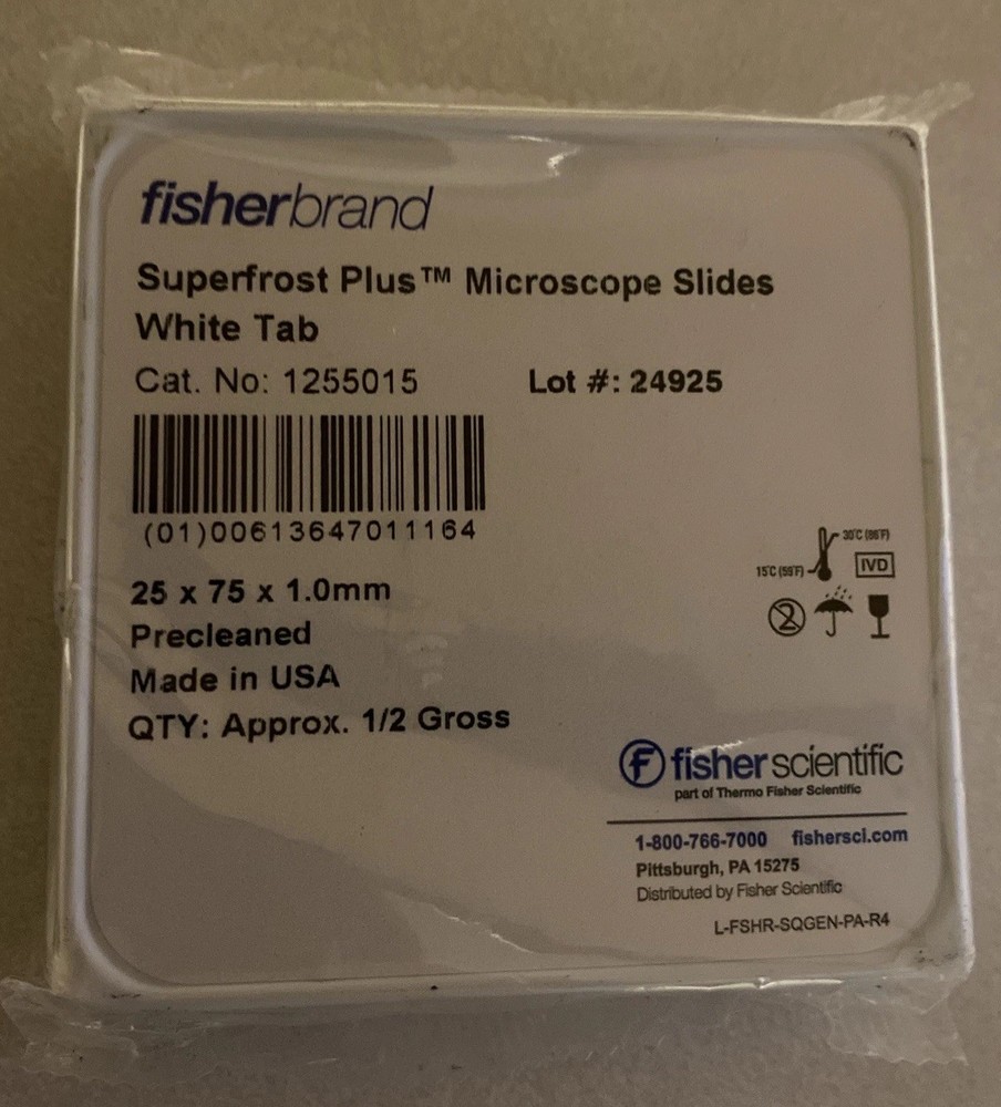 Fisherbrand Superfrost Plus Microscope Slides # 1255015 White Tab