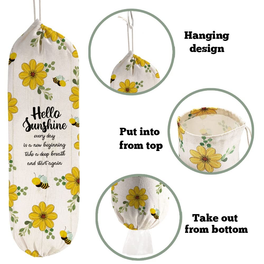 2Pcs Sunflower Plastic Bag Holder for Kitchen Essentials, Large,