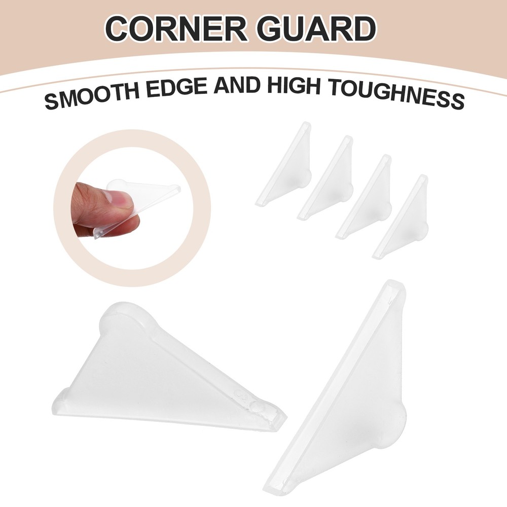 60Pcs 0.12x1.46in Plastic Rounded Corner Triangle Glass Corner Protector, Clear