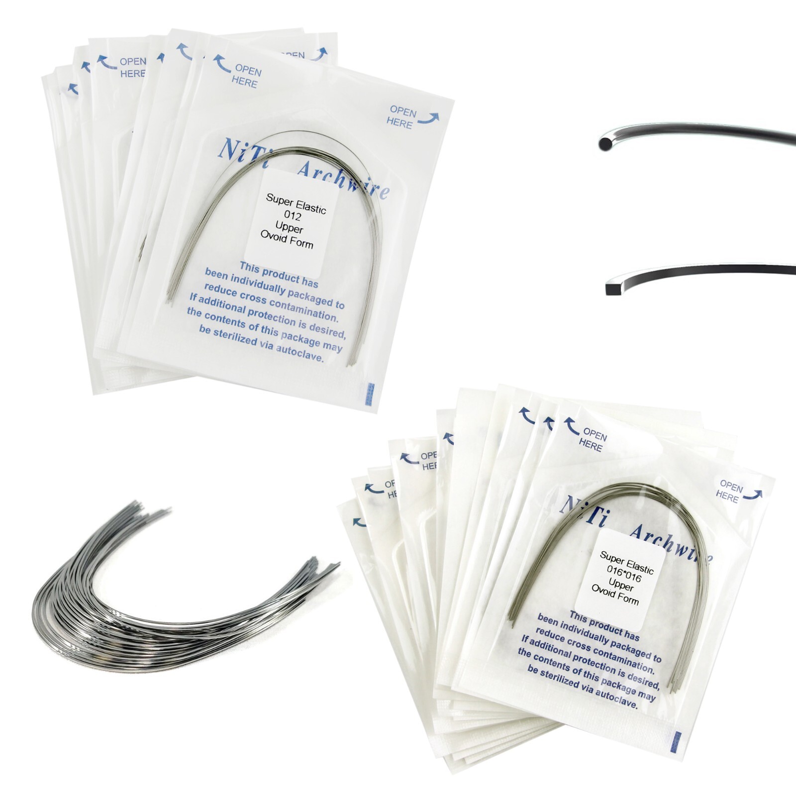 100PCS Dental Orthodontic Arch Wire Niti Super Elastic Round Rectangular Ovoid