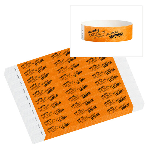 500 or 1000 Count Days of the Week Tyvek Design Wristband, Security Bracelet