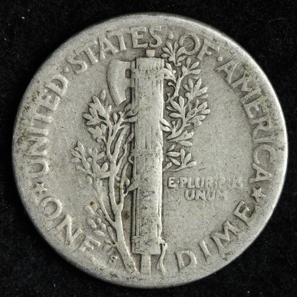 1928-S Mercury Silver Dime FINE E368 T
