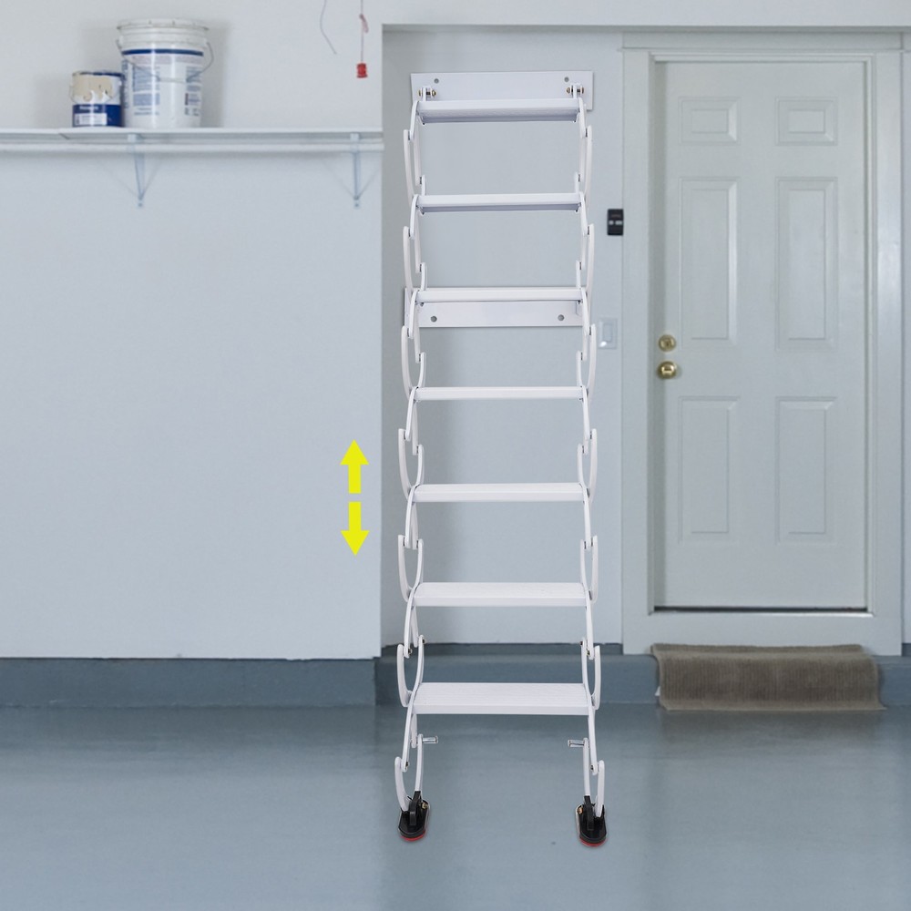7 Steps Wall Mounted Retractable Ladder Pull Down Telescoping Step Ladders Attic