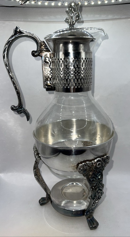 VTG Coffee Tea Carafe Warming Stand Silver Plated English Silver Mfg Co.