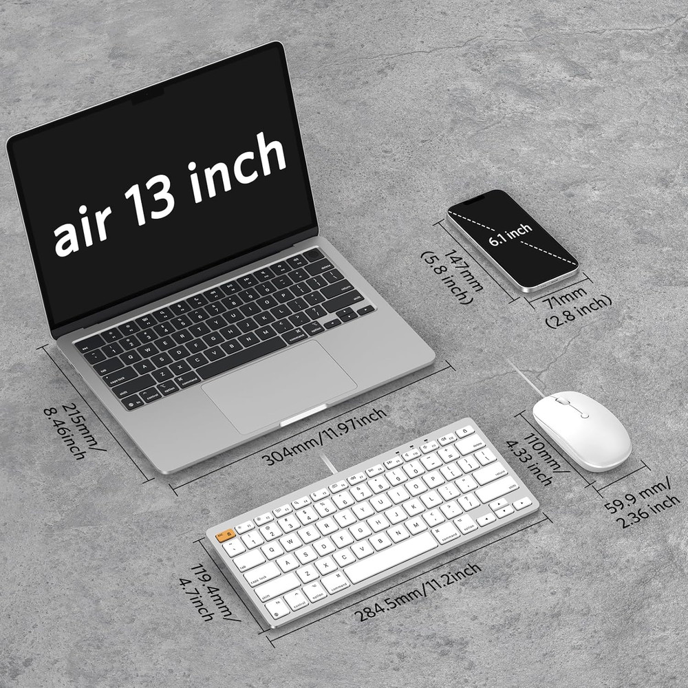 OMOTON Wired Keyboard and Mouse Compatible with Mac, Keyboard with Dual Interfac