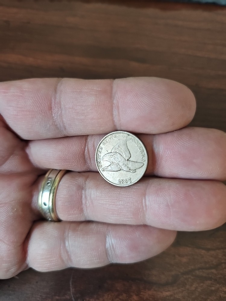 1857 Flying Eagle Cent - Rich Front & Back, VF Details