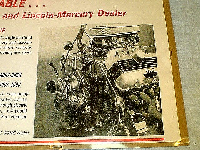 THREE VINTAGE 1960's FORD 427 OHC SOHC DRAGGIN ENGINE ADVERTISING PAPER POSTERS