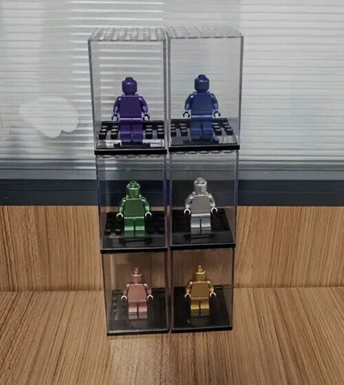 3Pcs Clear Black Base Display Case Box Suitable for Single Minifigures Stackable