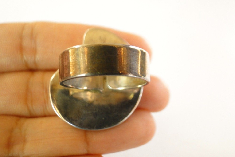 Fossil Ammonite 925 Sterling Silver Ring 9.5, 10, 10.5 Adjustable