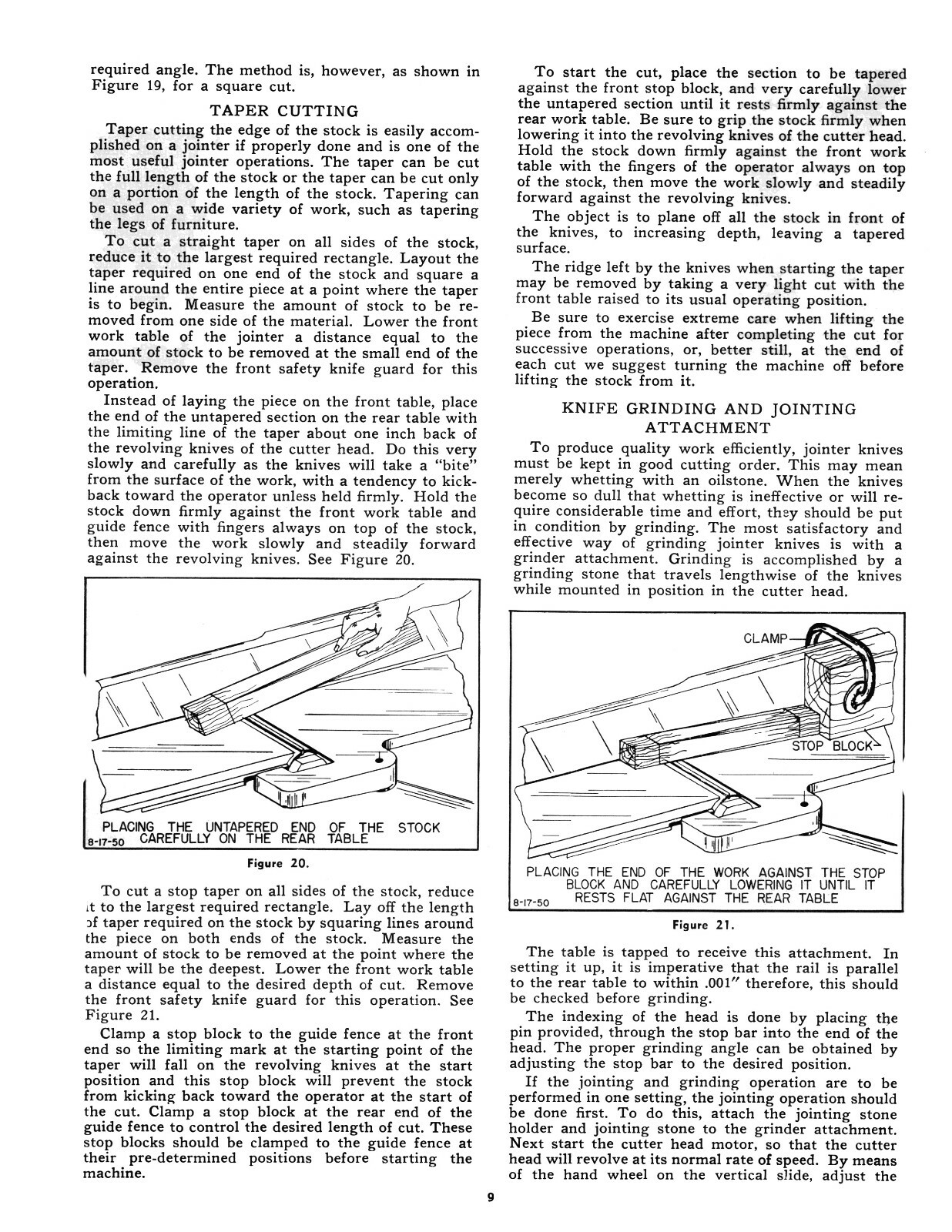 Delta 8" Jointer Older Style Instruction & Parts List Manual See Descript. #1899