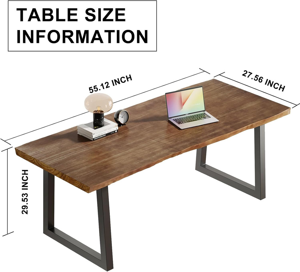 Solid Wood Computer Desk,Rustic Style 55-Inch Large Office Desk- Modern Gaming W