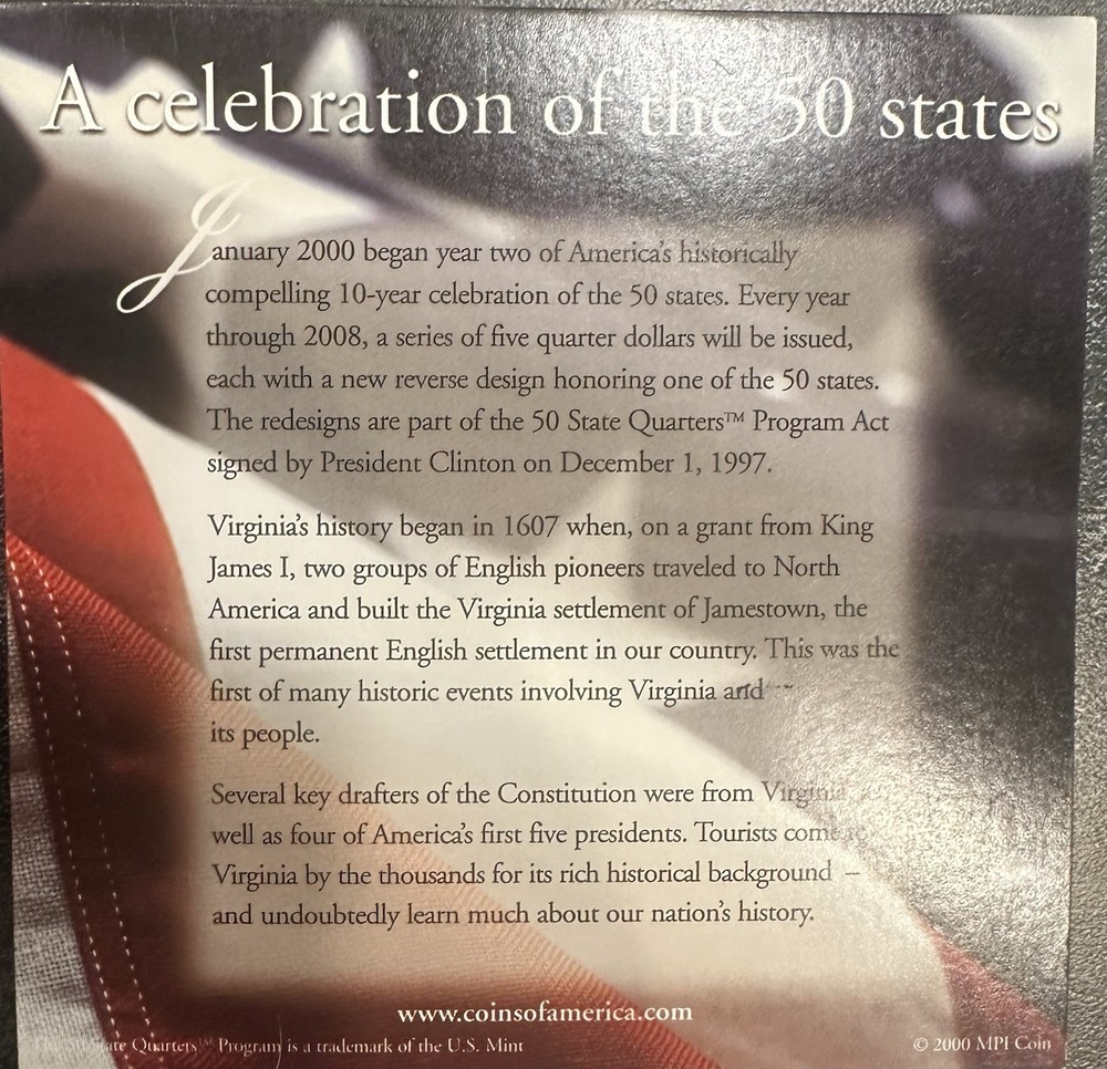 The States Quarter Program in Original Package- Five, 2 Quarter Packages.