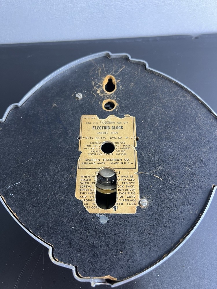 MCM Warren Telechron Model 2H09 Red Electric Wall Clock -Needs New Plug