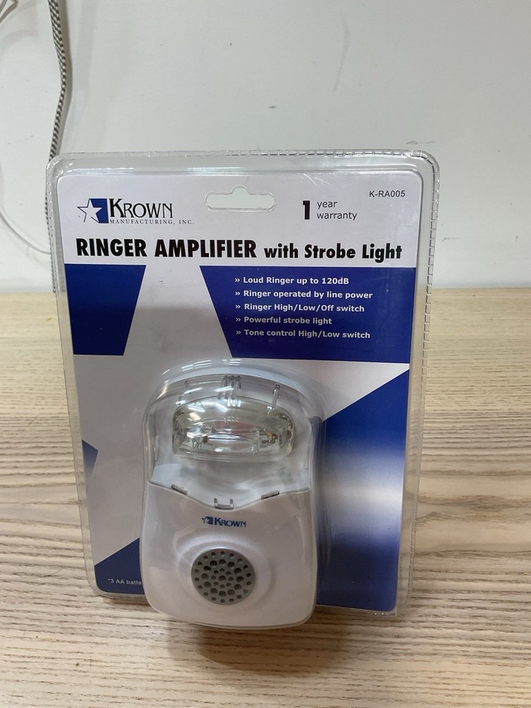 Telephone Ringer Amplifier Strobe Light 120 Db Krown Model K-RA005 New